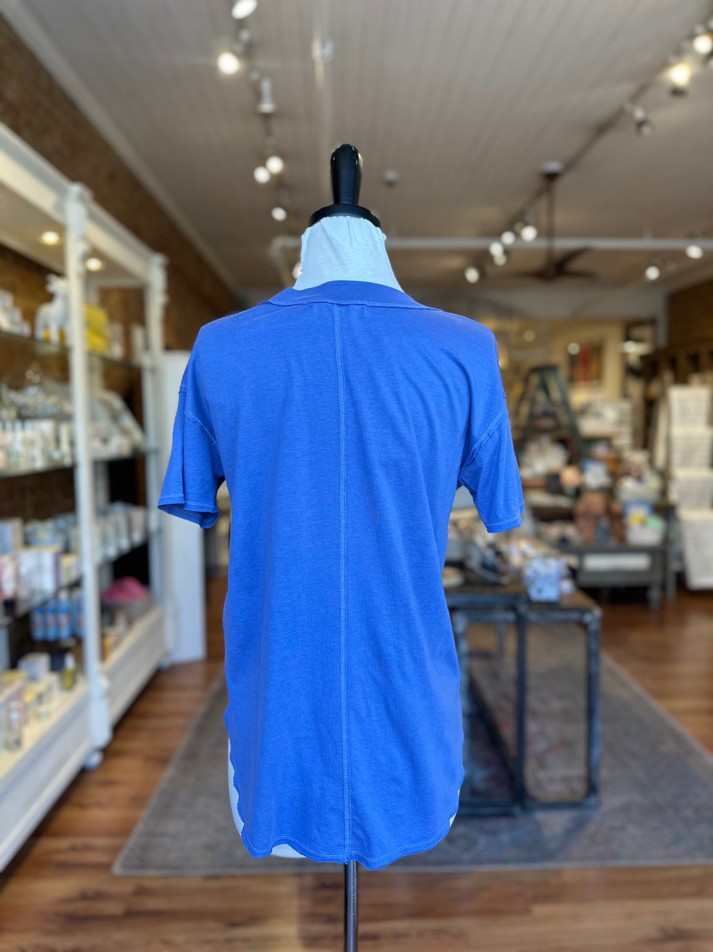 Baltimore V Neck Tee in Blue Iris