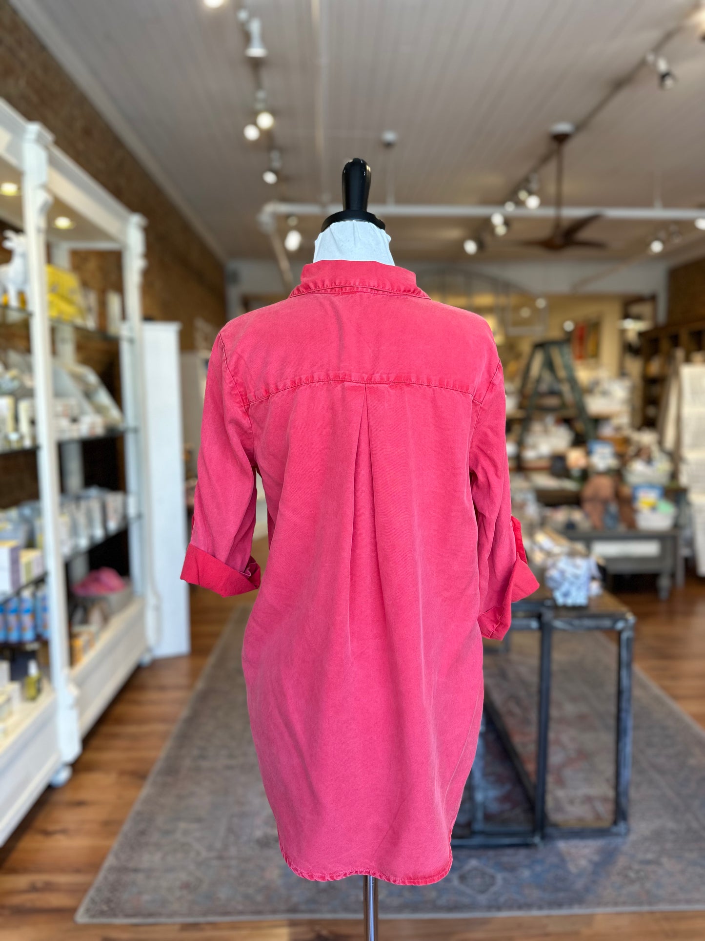 Roll Tab Patch Pocket Tunic in Glazed Cherry