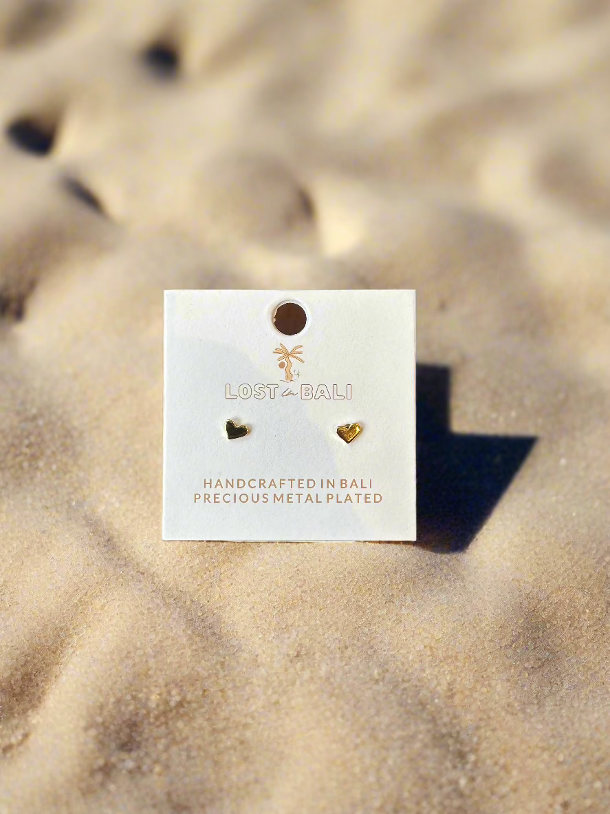Petite Hearts Gold Earrings