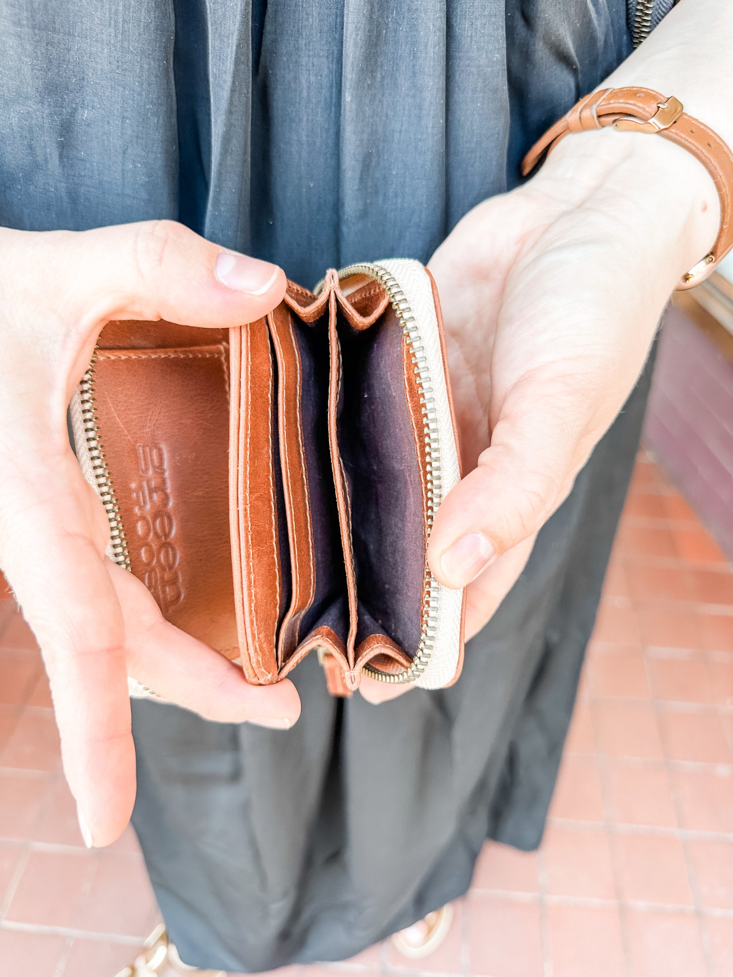 Compact Zipper Wallet in Chestnut (India Collection)