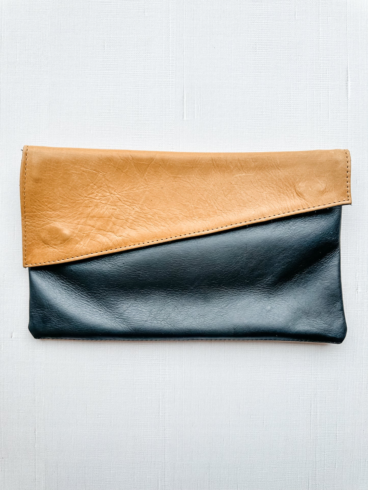 GR Convertible Crossbody & Clutch in Caramel + Ink Black