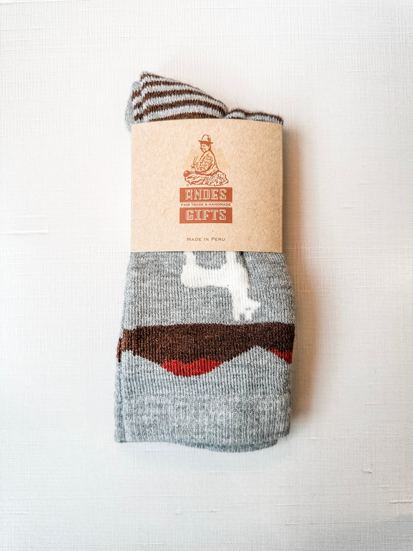 Alpaca Motif Socks in Grey