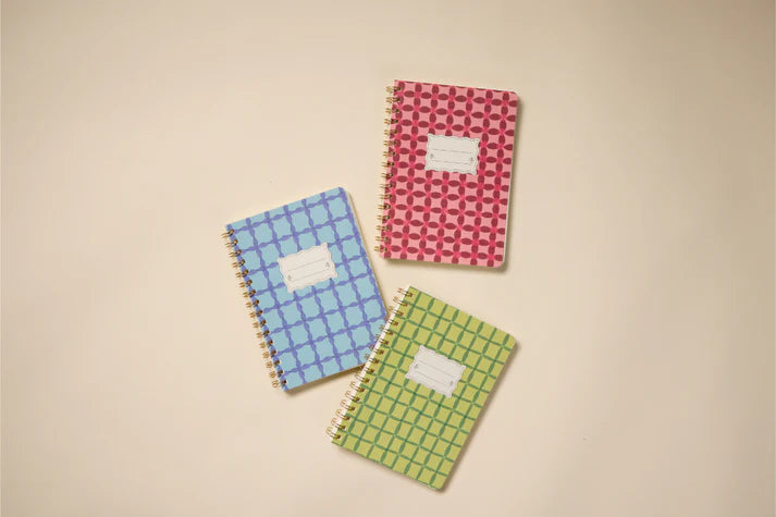 Tulip Twin Wire Notebook in Blue Lattice