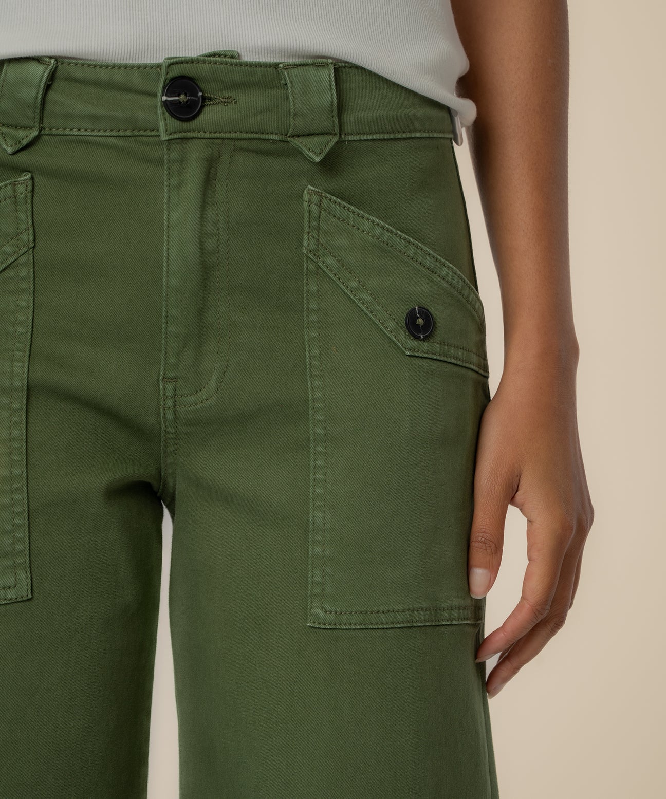 Meg High Rise Wide Leg Pants in Dill