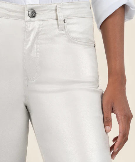 Kelsey High Rise Fab Ab Ankle Flare with Wide Hem (Light Silver)