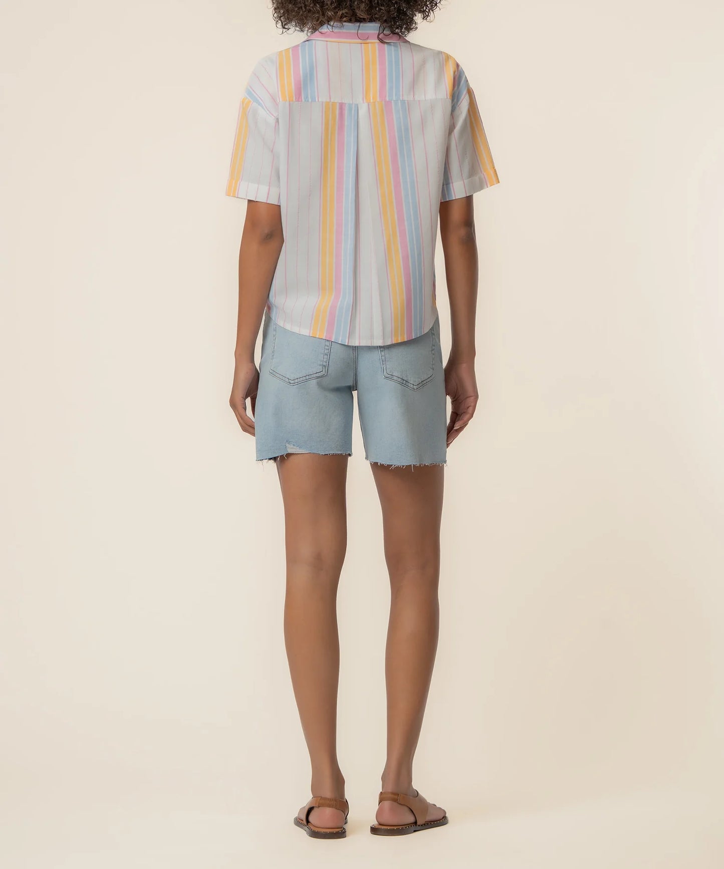 Brianna Boxy Shirt in Pink Stripe
