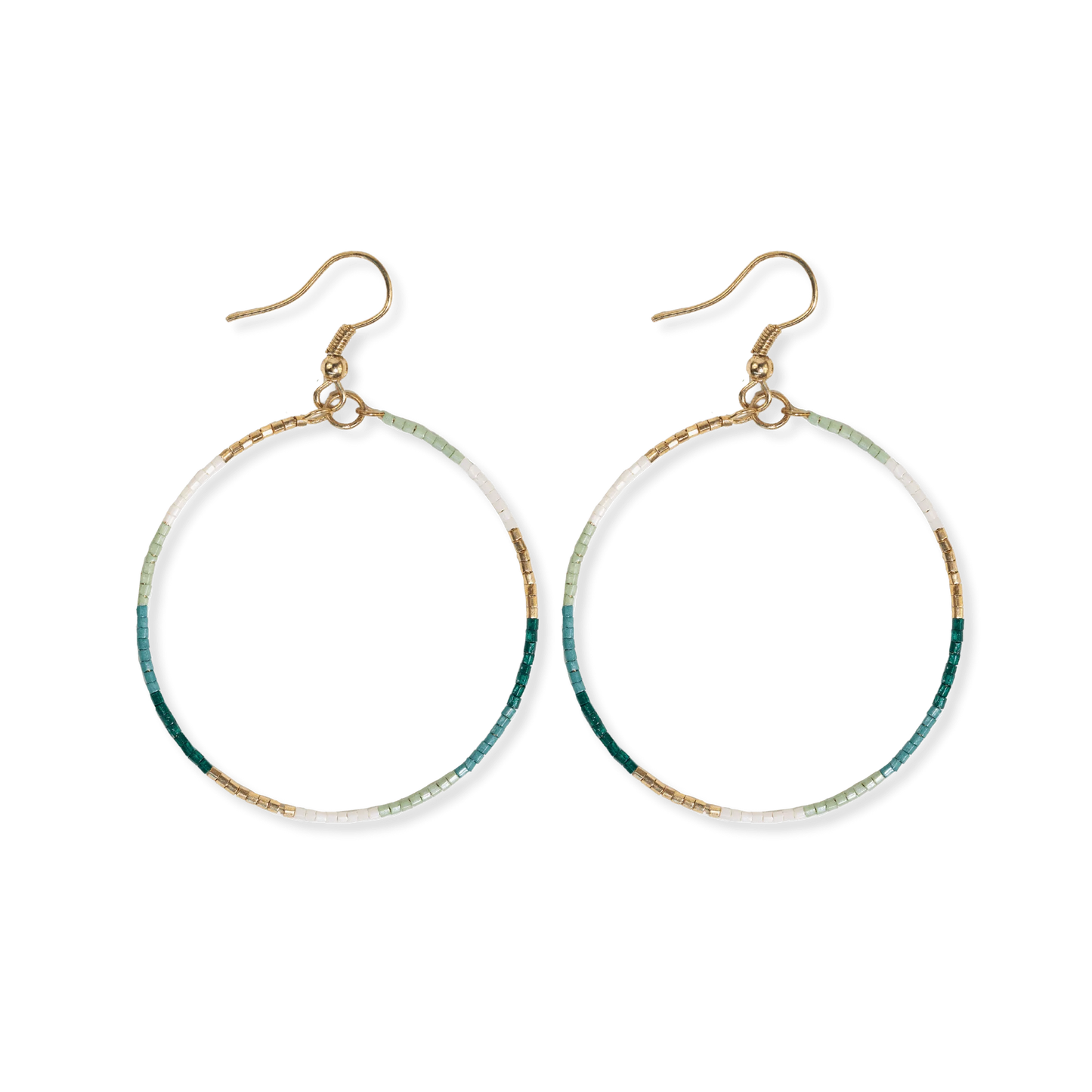 Kelly Color Block Beaded Hoop Earrings Emerald