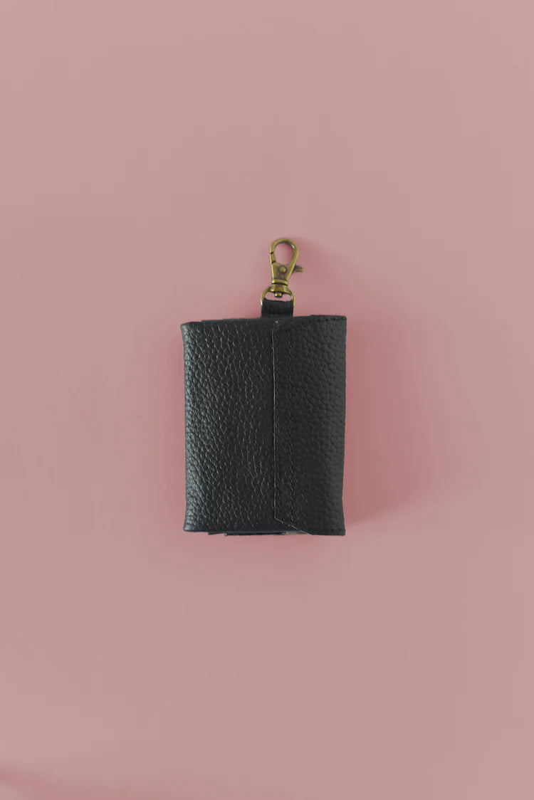 GR Mini Wallet Charm in Pebbled Black