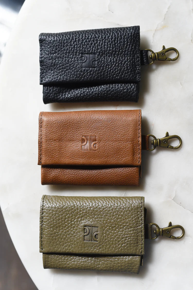 GR Mini Wallet Charm in Pebbled Black
