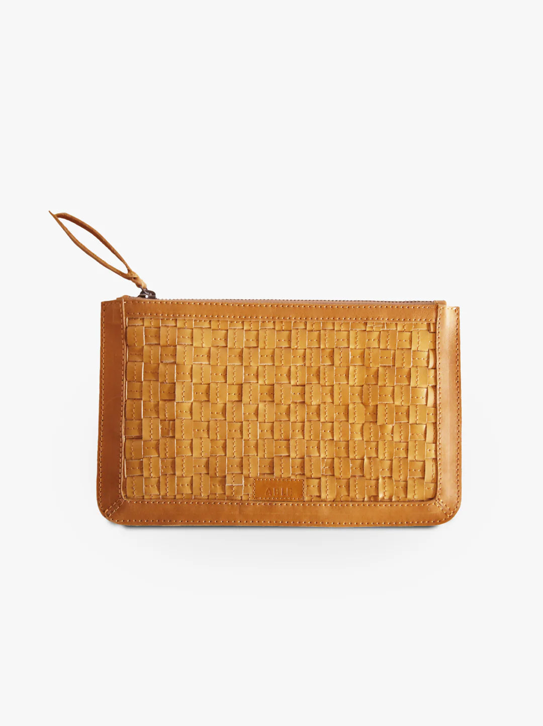 Nesmia Basketweave Clutch in Cognac