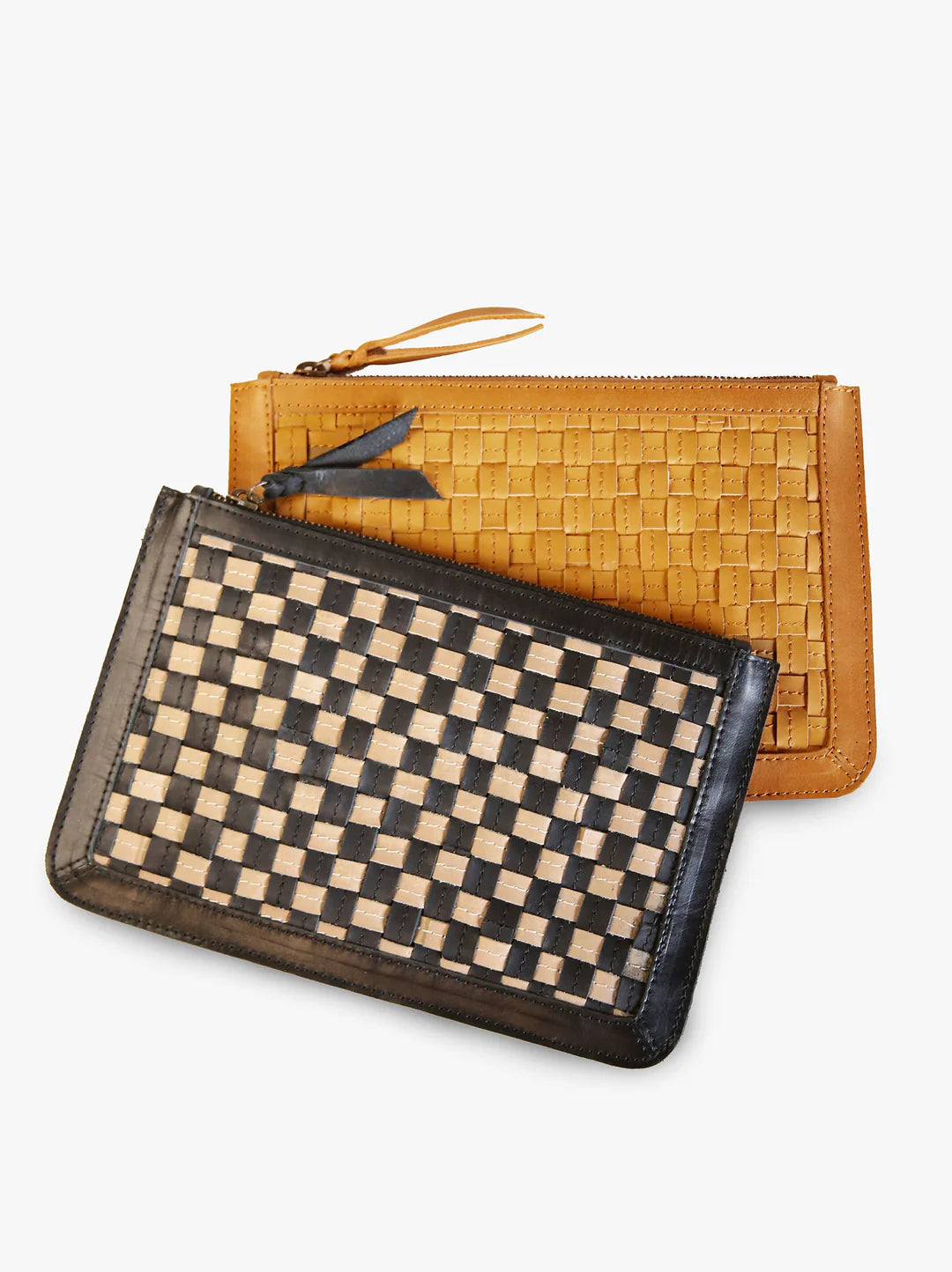 Nesmia Basketweave Clutch in Cognac