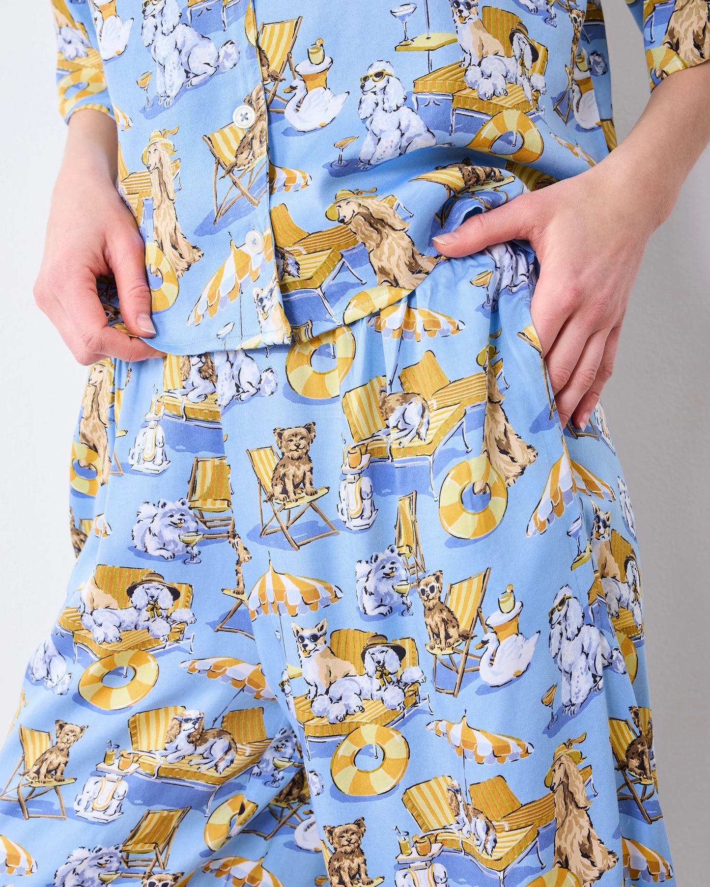Wildest Dreams Eco Satin Pajamas in Palm Royale Pooches