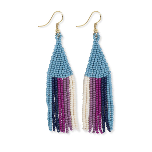 Lennon Vertical Stripes Beaded Fringe Earrings Iceland