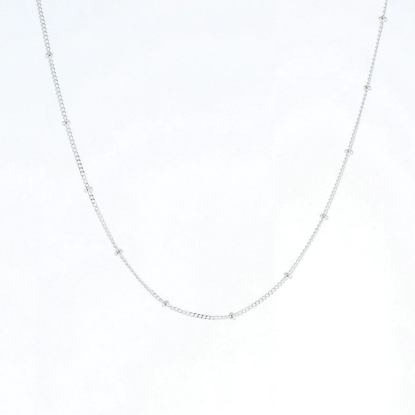 16" Silver Beaded Curb Chain