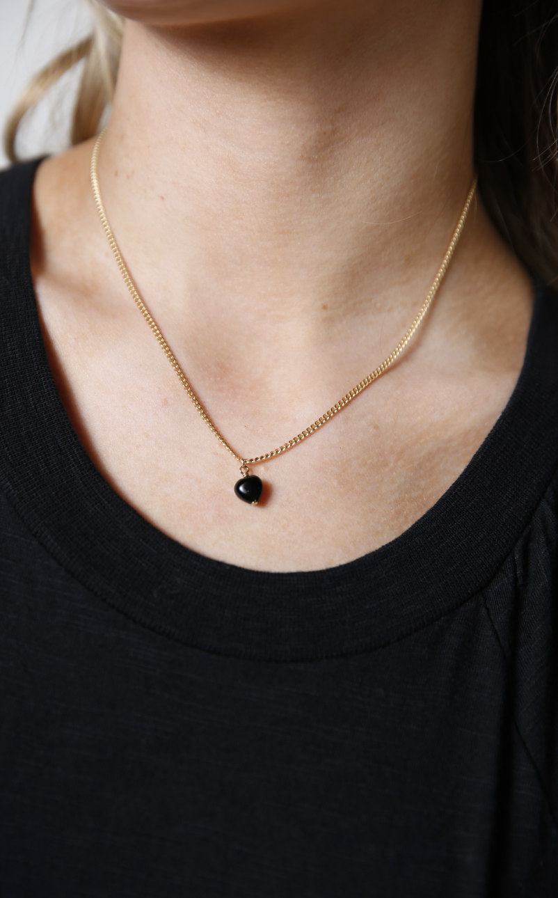 Onyx Heart Pendant Necklace