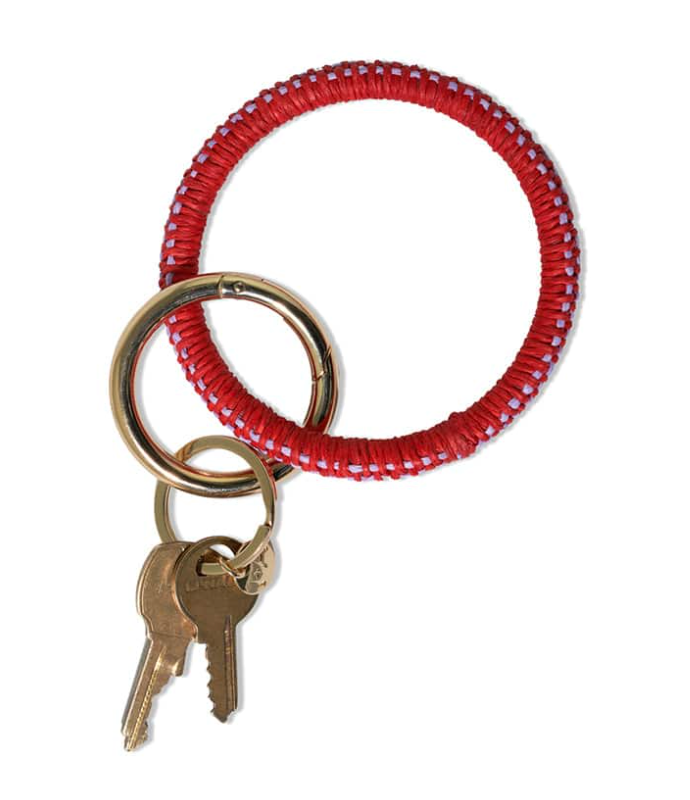 Shannon Two Color Woven Raffia Key Ring Light Lavender/Poppy