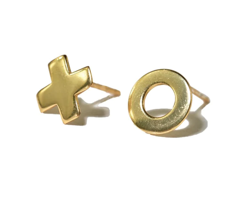 Alice "XO" Post Earrings Brass
