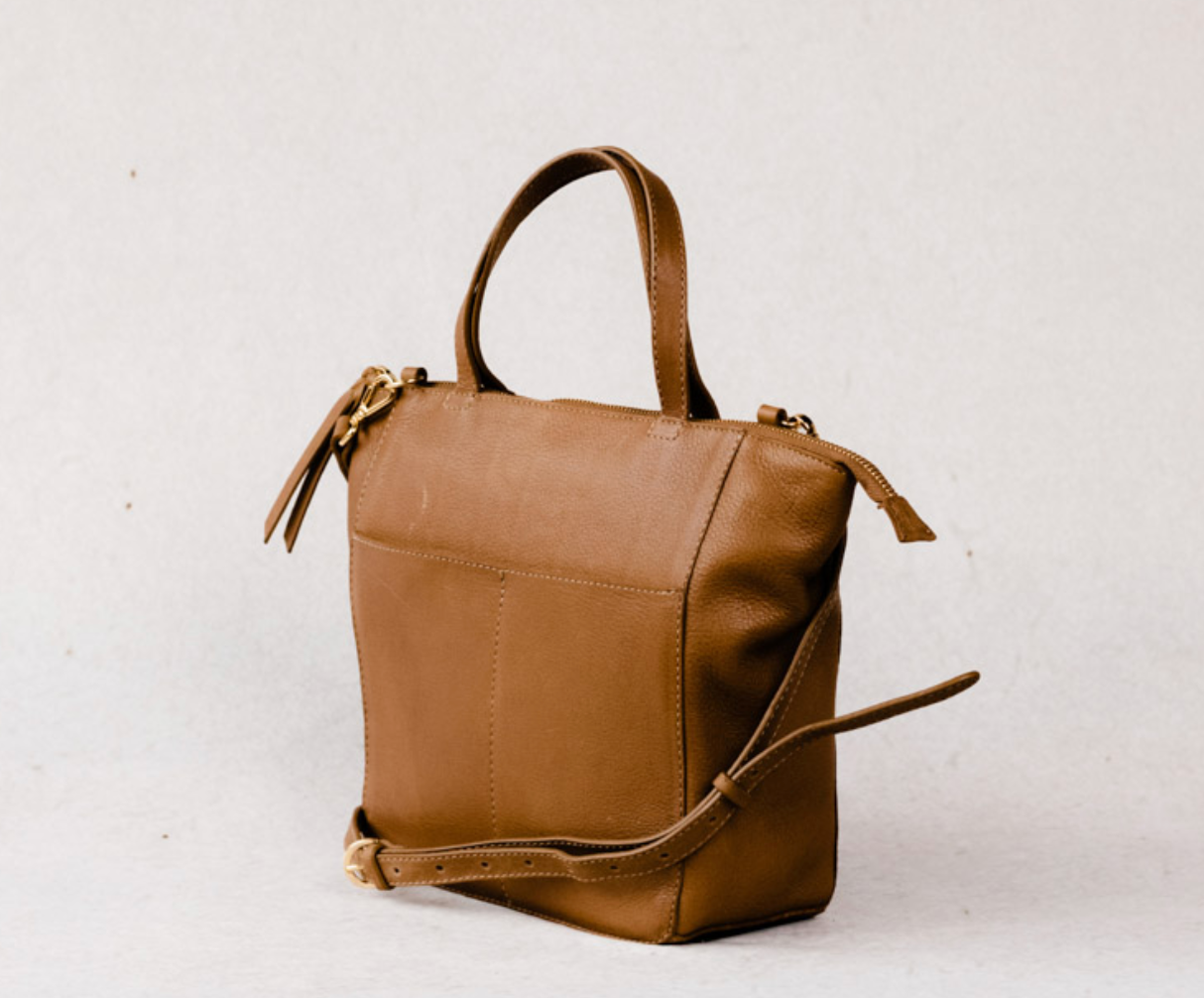 Lari Satchel Crossbody in Pebbled Whiskey