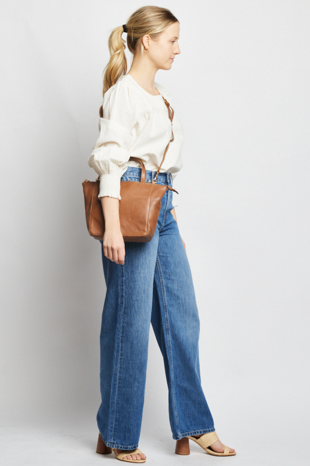 Lari Satchel Crossbody in Pebbled Whiskey