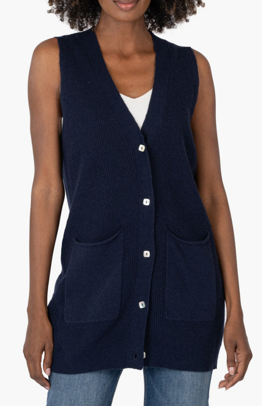 Avalon Cardigan Sweater Vest (Navy)