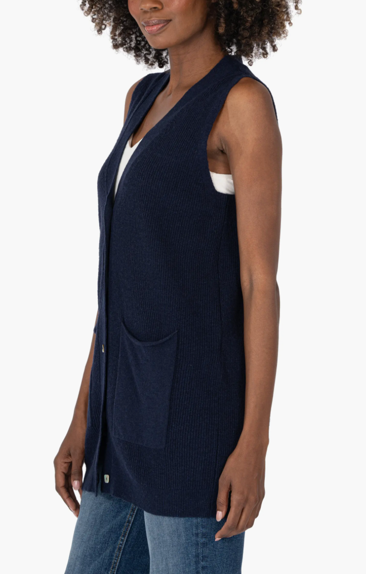 Avalon Cardigan Sweater Vest (Navy)