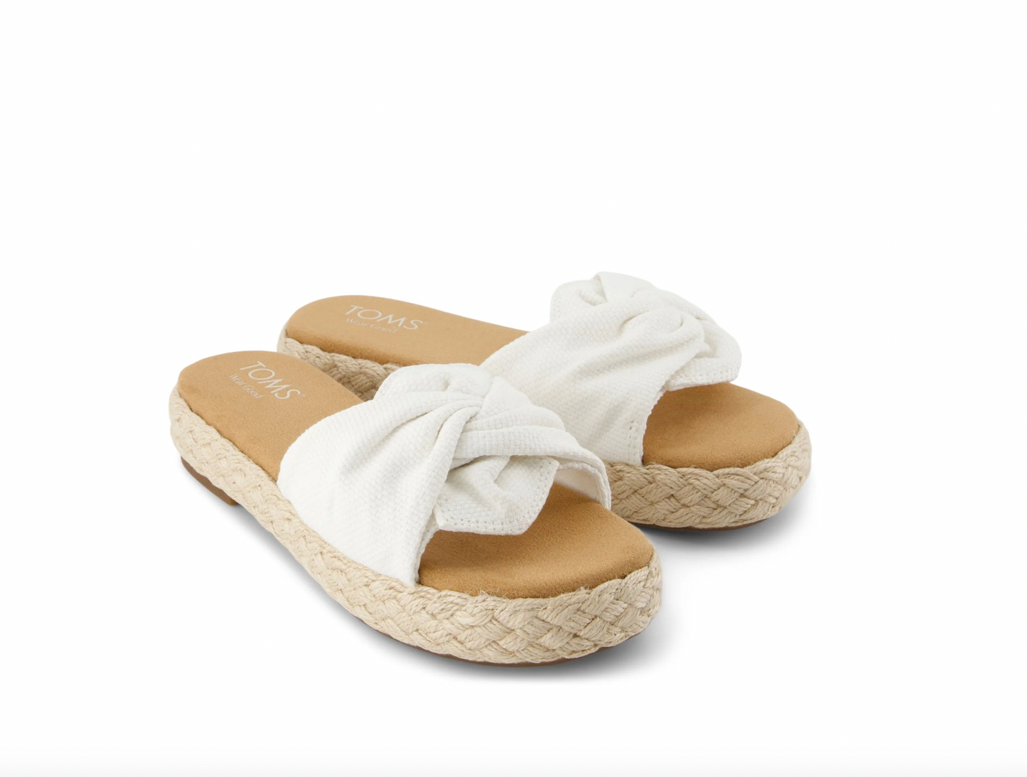 Abby Slide Flatform Espadrille Sandal in White Beachside Woven