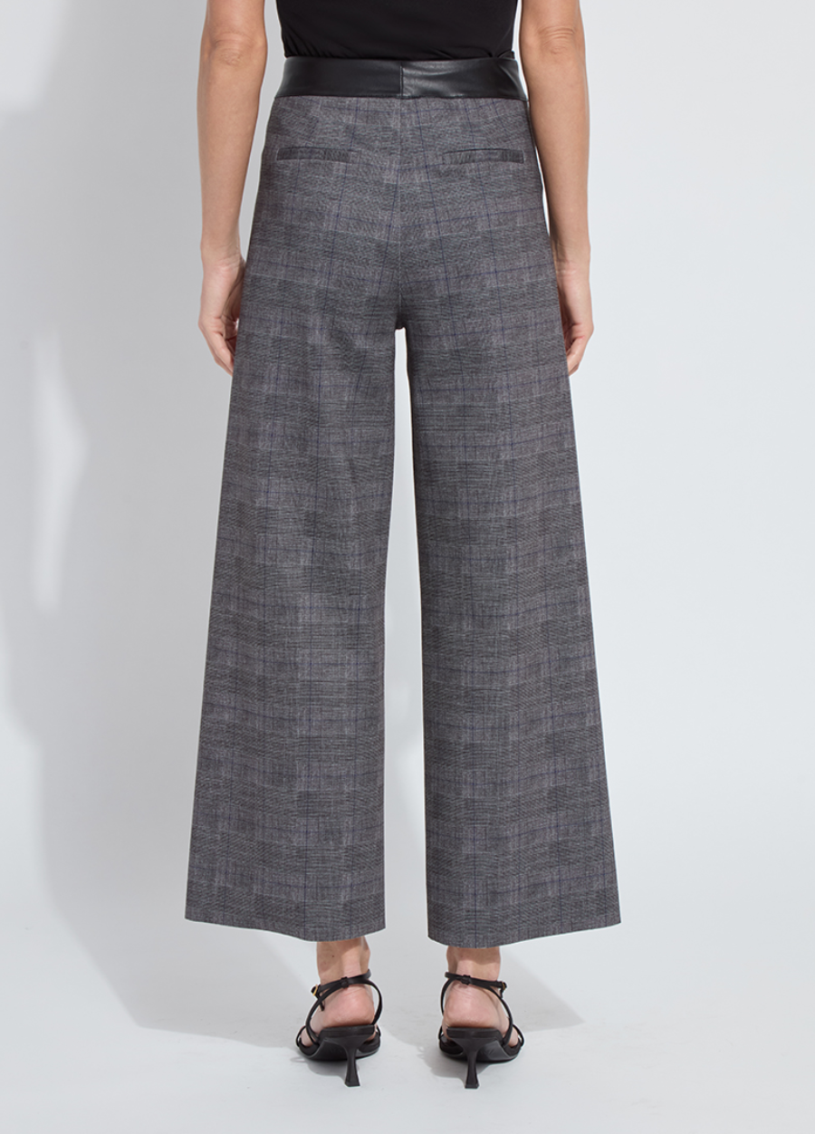 Denver Wide Leg Printed Pone in Charcoal Glen Plaid