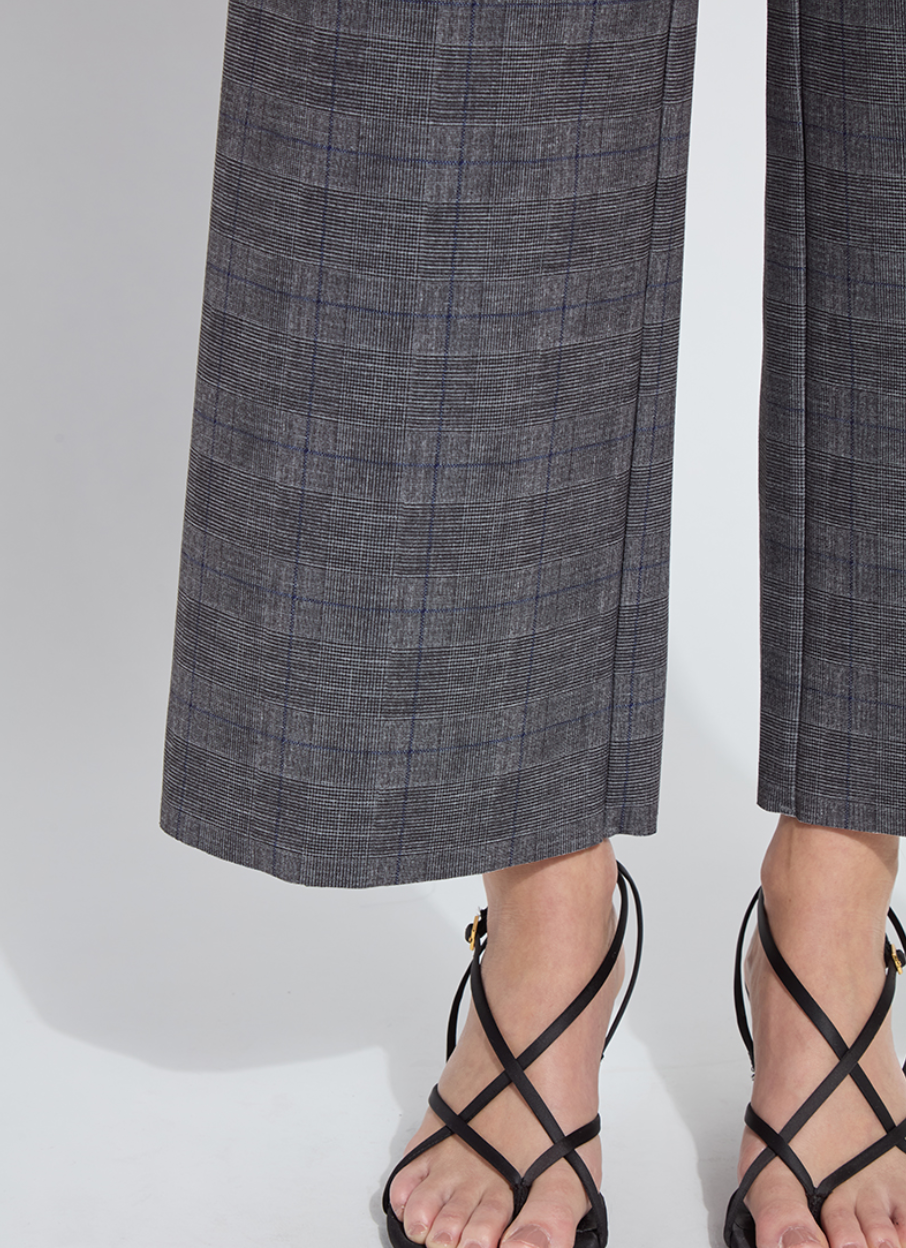Denver Wide Leg Printed Pone in Charcoal Glen Plaid