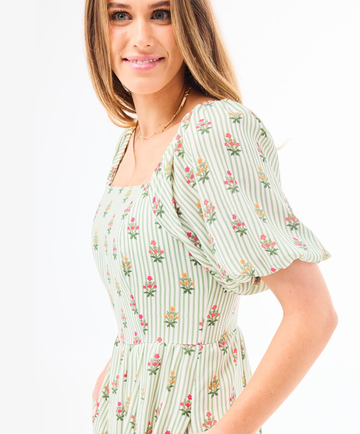 Alexi Dress in Cottage Stripes
