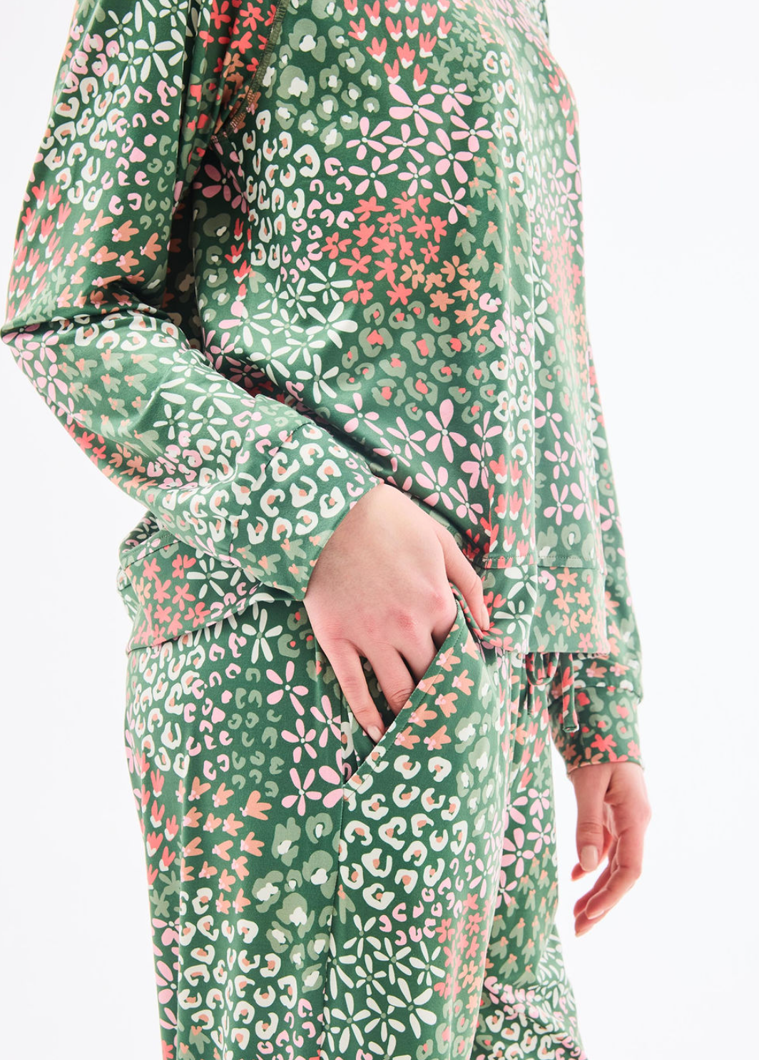 Annie Long PJ Set in Open Meadows Green