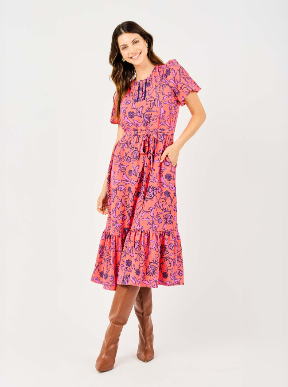 Camila Dress in Toile Tulips Green Roost Camila Dress in Toile Tulips Green Roost