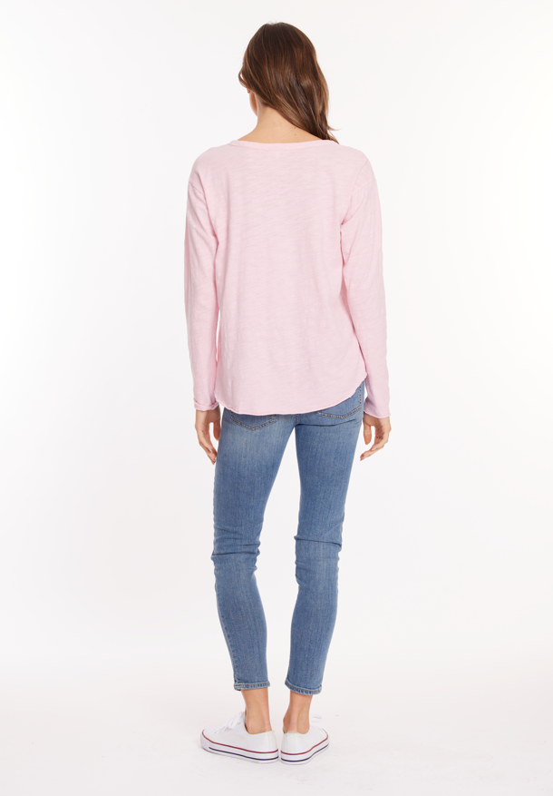 Shirttail Pocket Tee in Pearly Pink