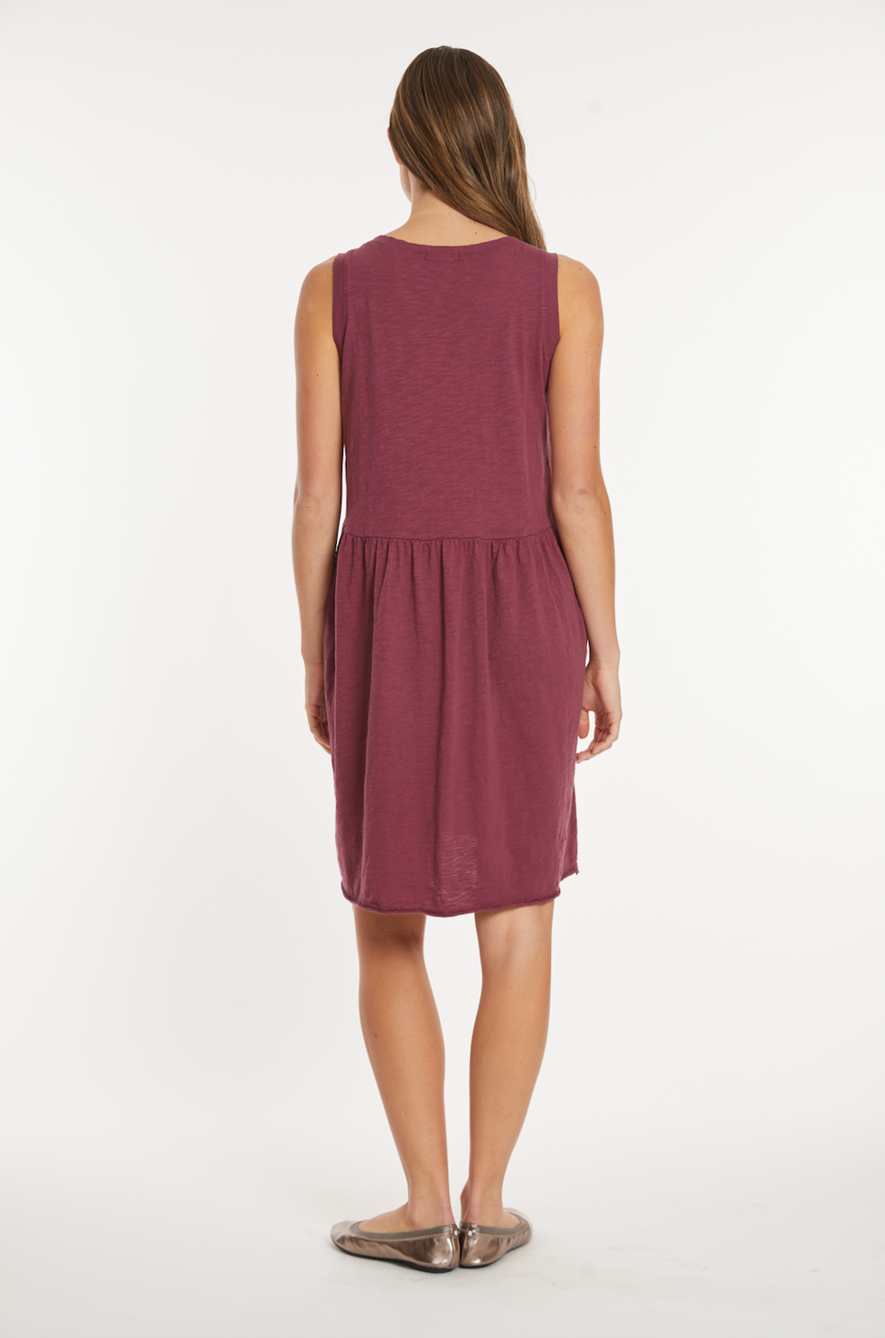 Drop Shirred Waist Tank Dress in Zinfandel