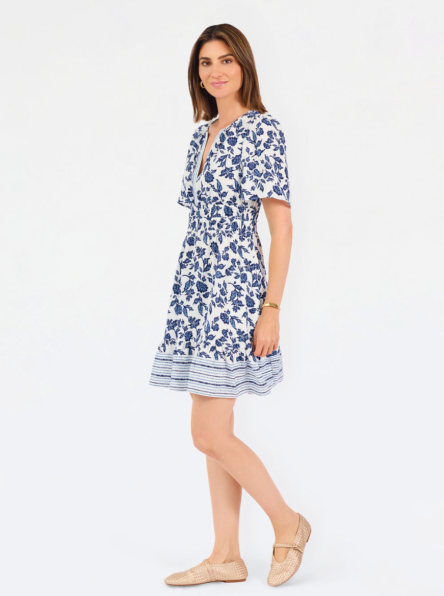 Tracey Mini Dress in Ivy Script Navy