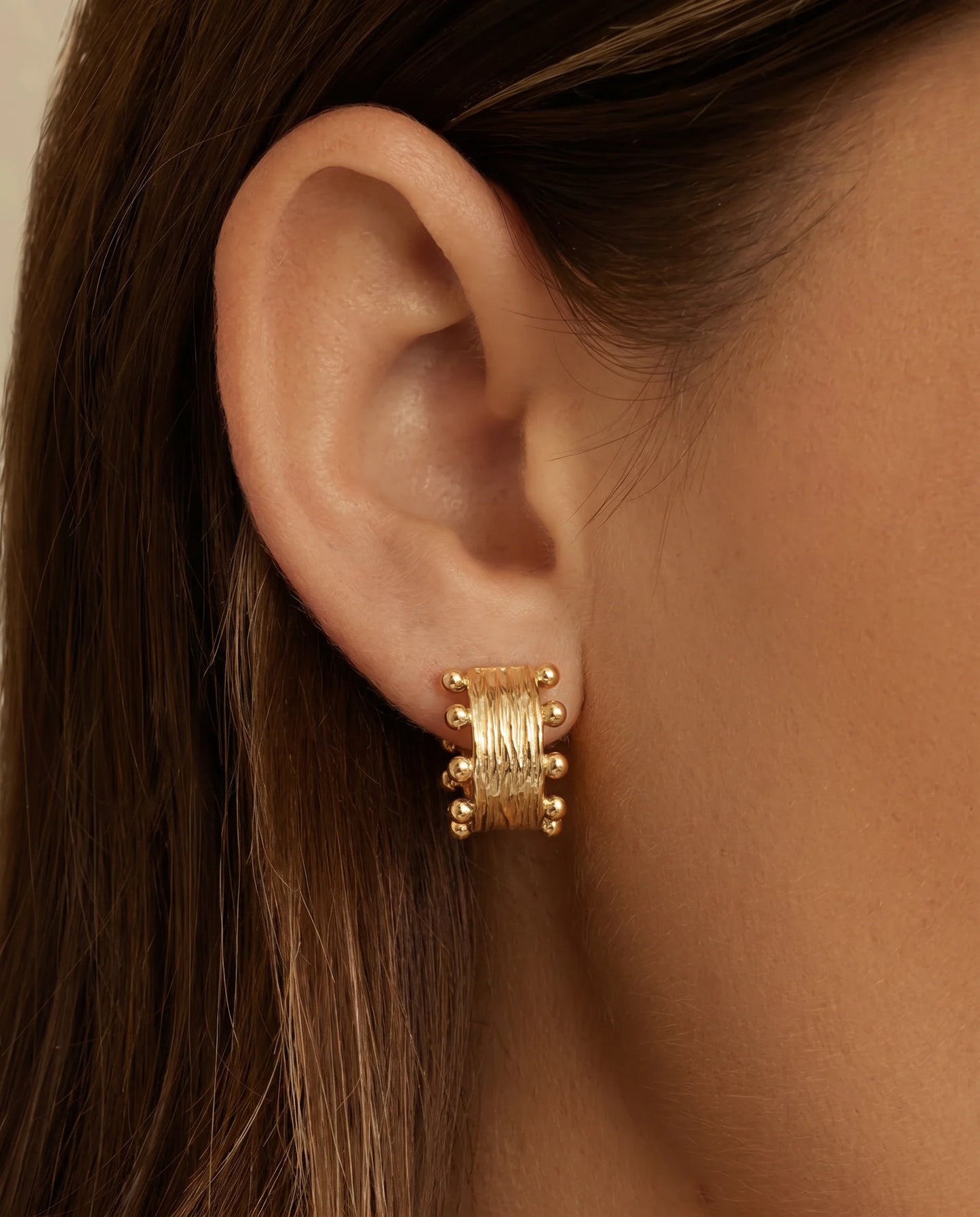 Textured Ball Hoop Earrings - Waterproof