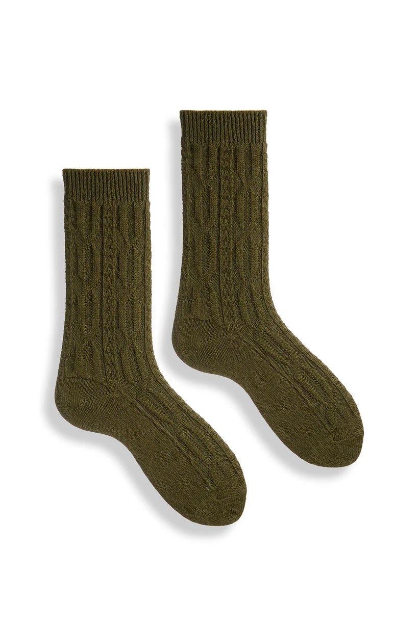 Women's Chunky Cable Wool Cashmere Socks