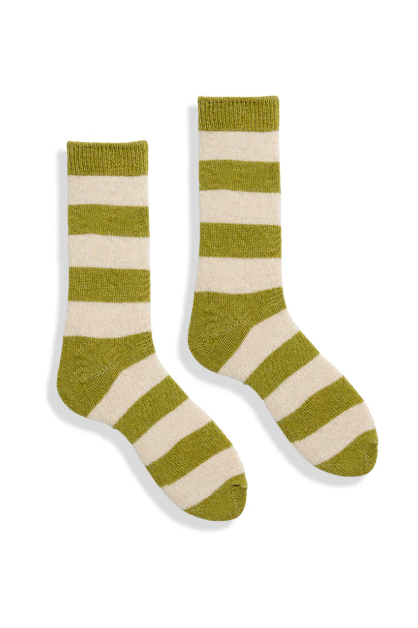 Women's Rugby Stripe Wool Cashmere Crew Socks