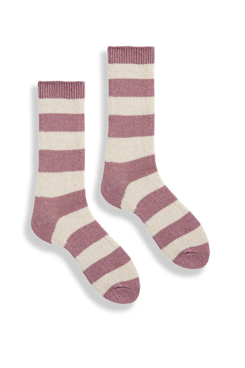 Women's Rugby Stripe Wool Cashmere Crew Socks