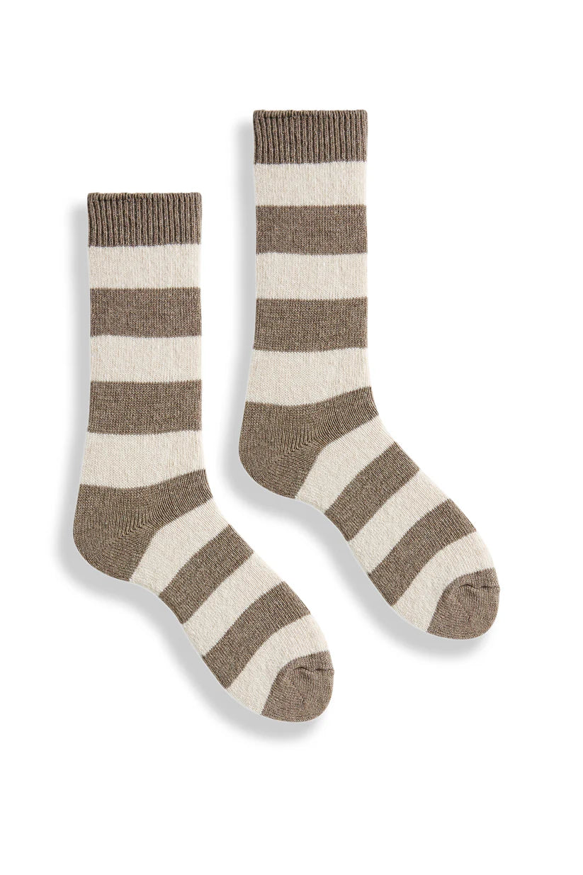 Women's Rugby Stripe Wool Cashmere Crew Socks