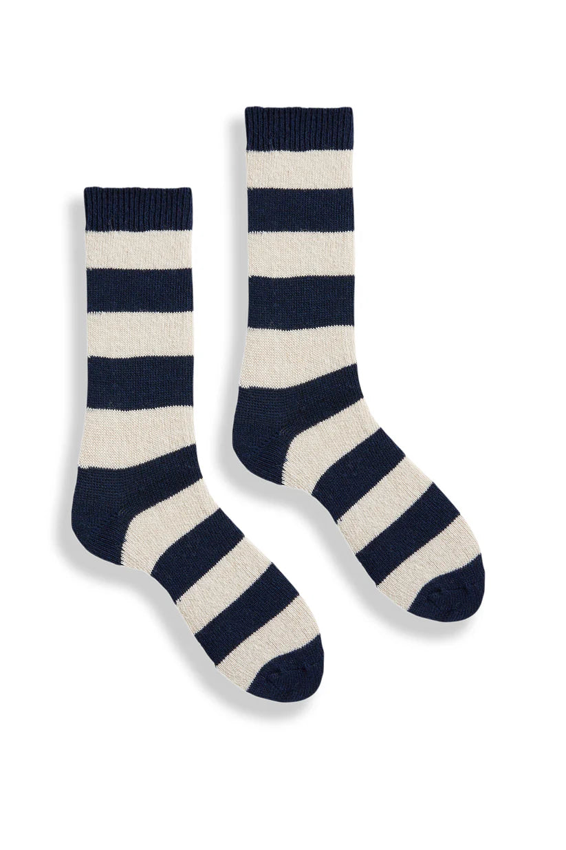 Women's Rugby Stripe Wool Cashmere Crew Socks