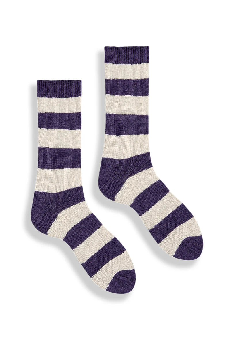 Women's Rugby Stripe Wool Cashmere Crew Socks
