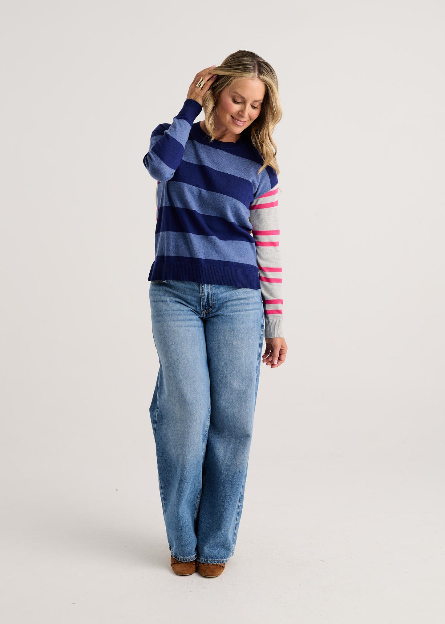 Bold Stripe Sweater in Ocean