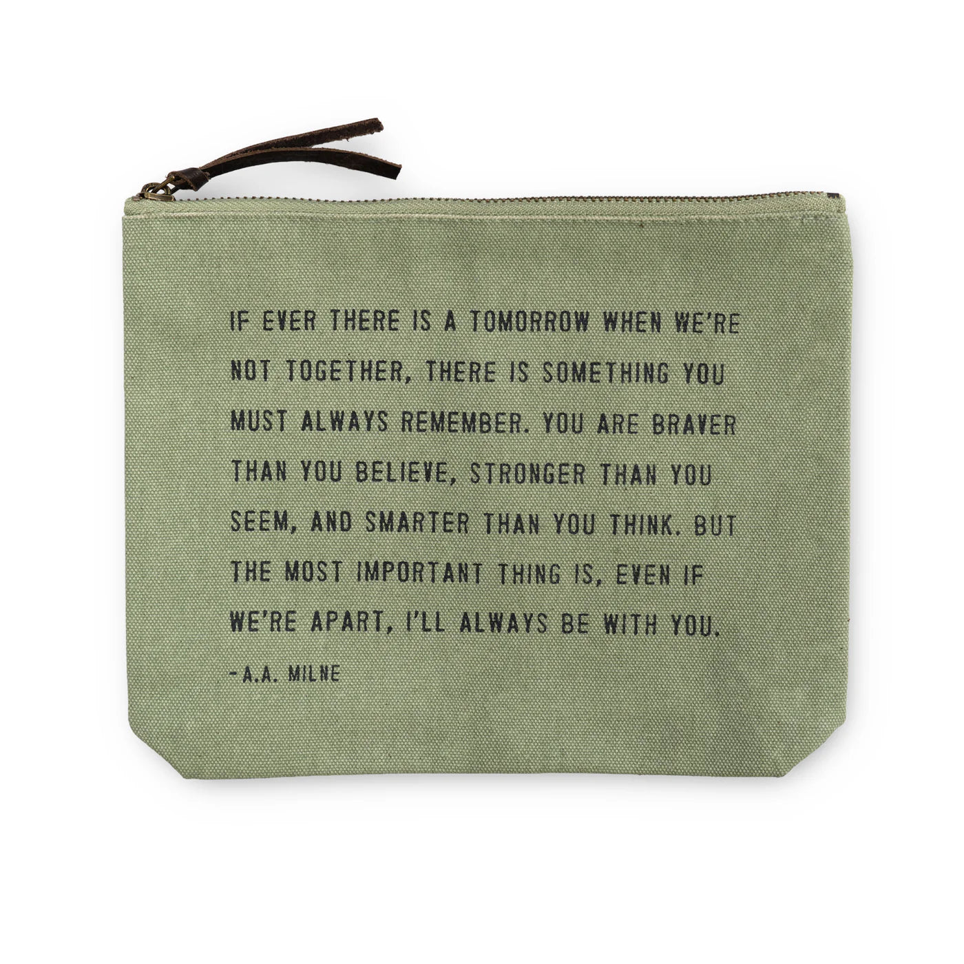 Canvas Zip Bag: If there is ever a time... (A.A. Milne) - Mint