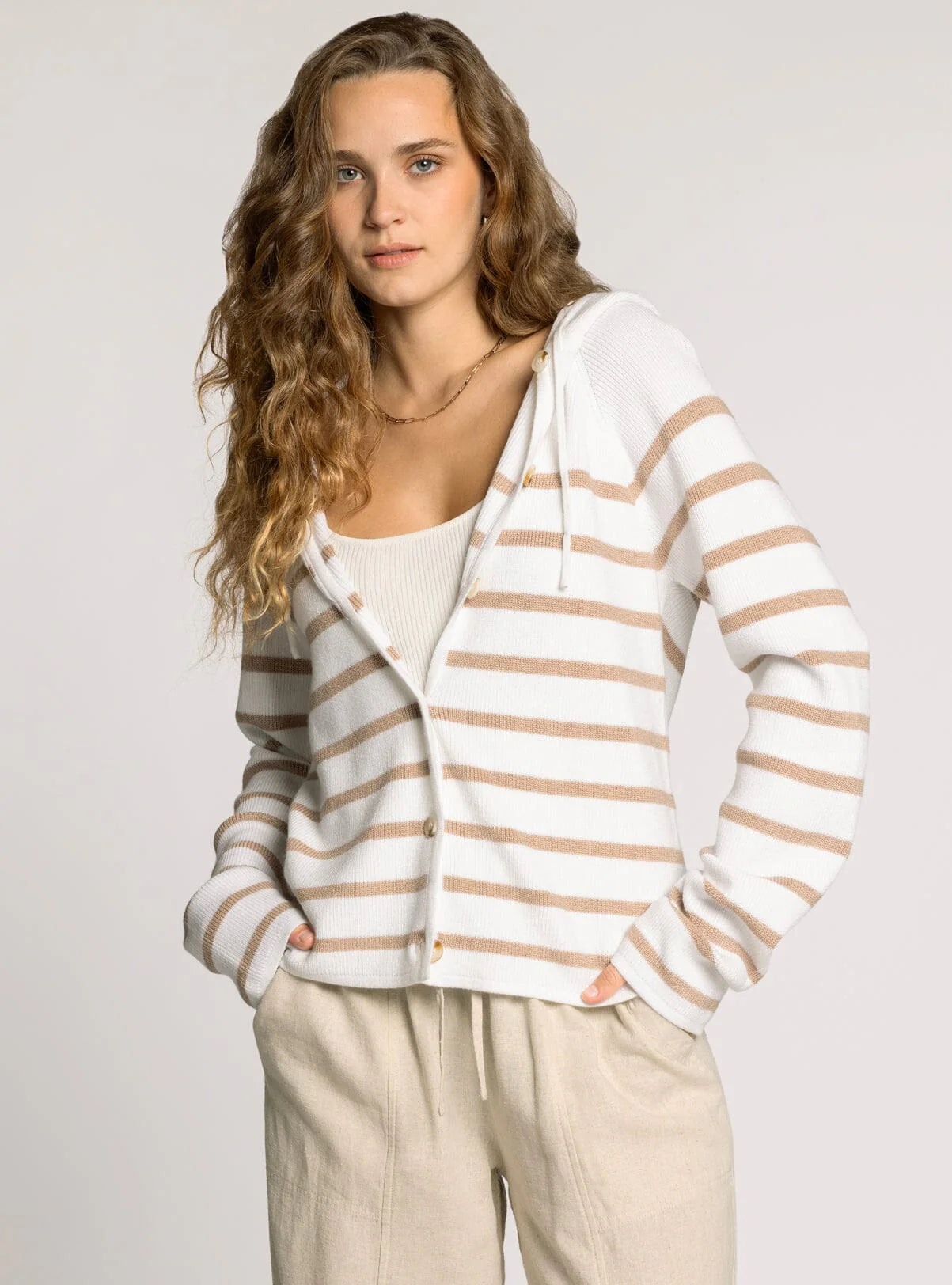 Braxton Stripe Jacket – Ivory & Khaki