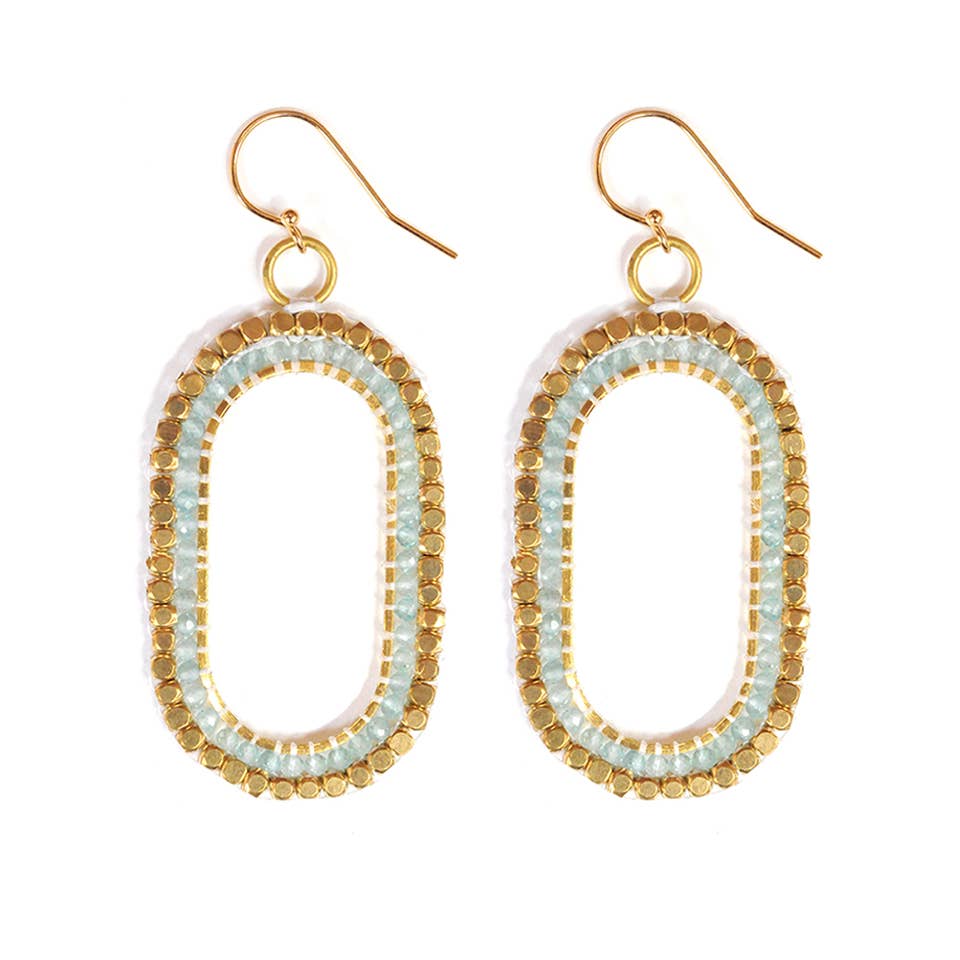 Oval Gemstone Earrings in Amazonite
