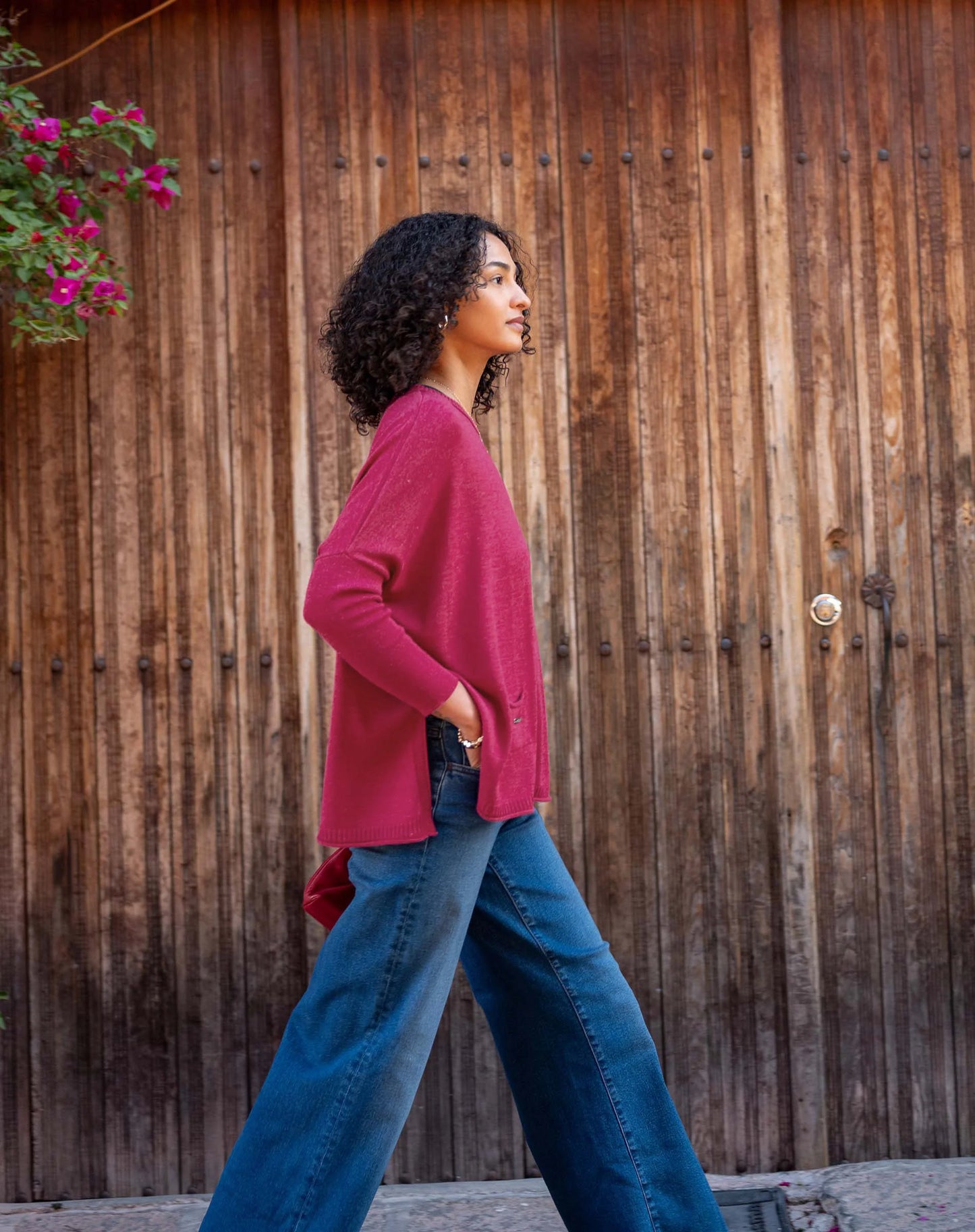 Catalina Crewneck Sweater in Dragonfruit
