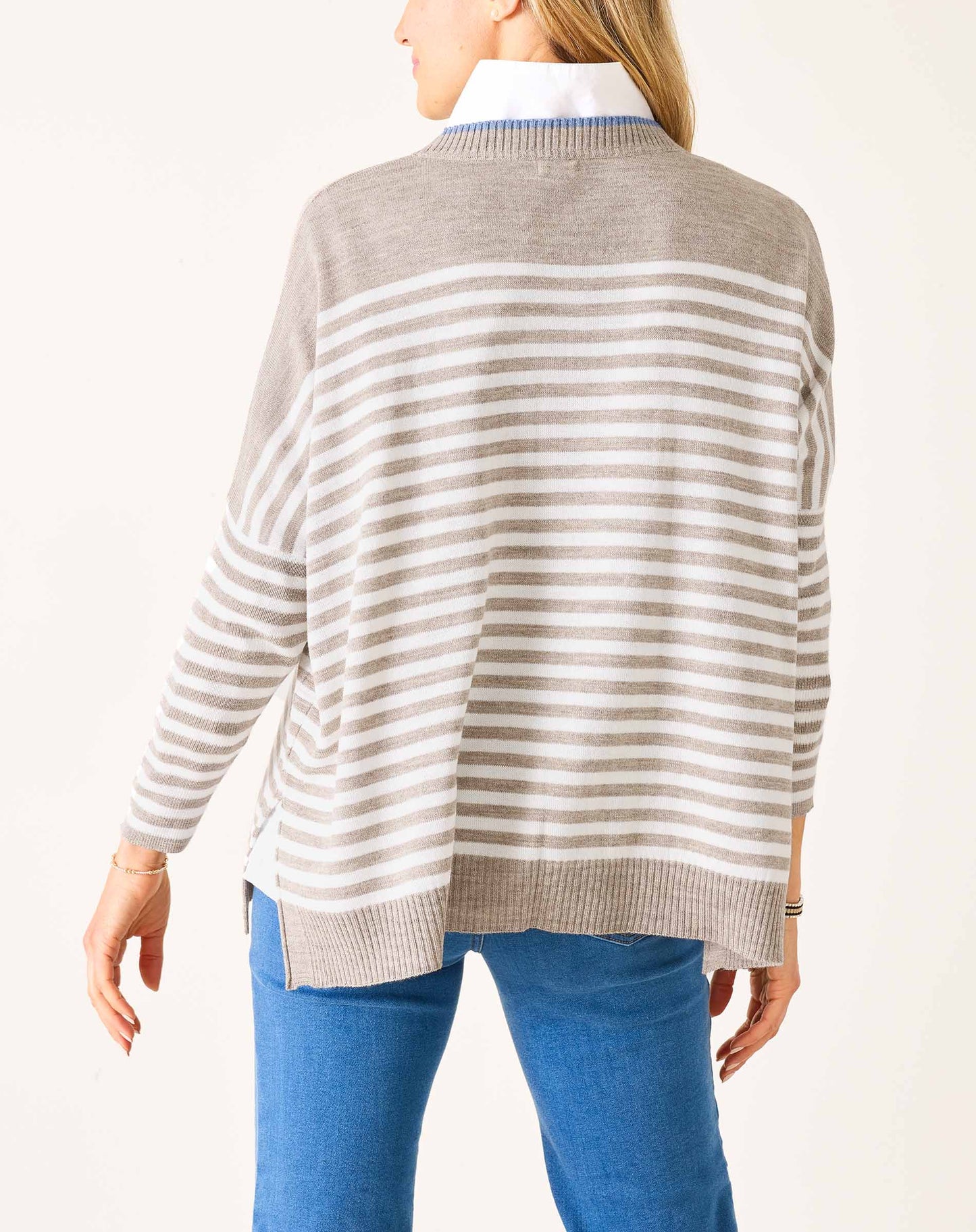 Catalina Modern Crew Sweater in Driftwood + Natural