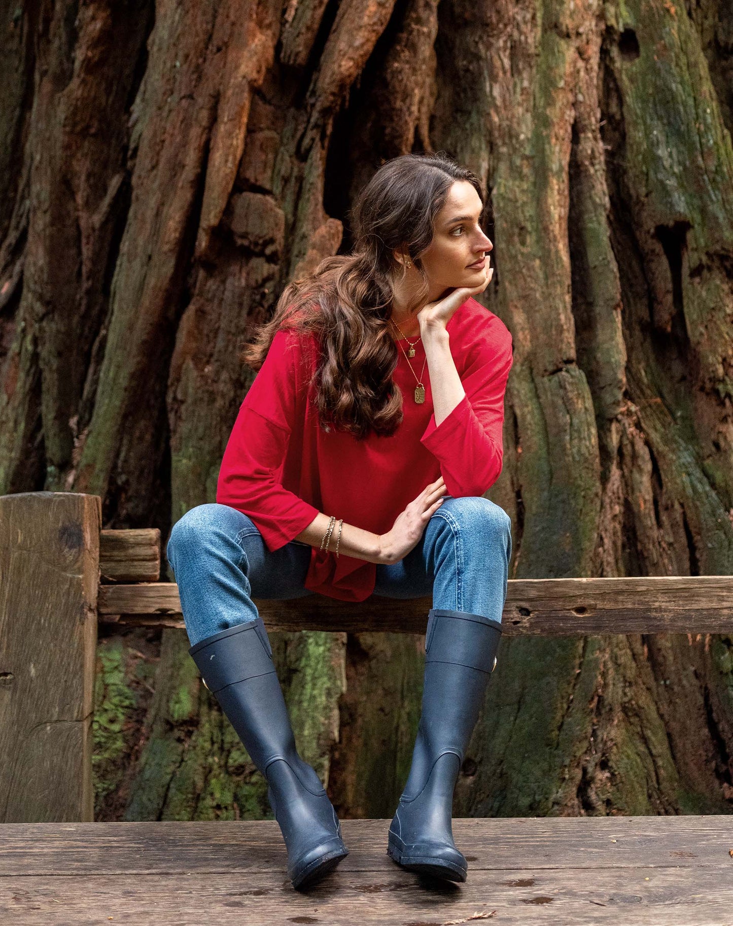 Catalina Slub Tee in Harvest Red