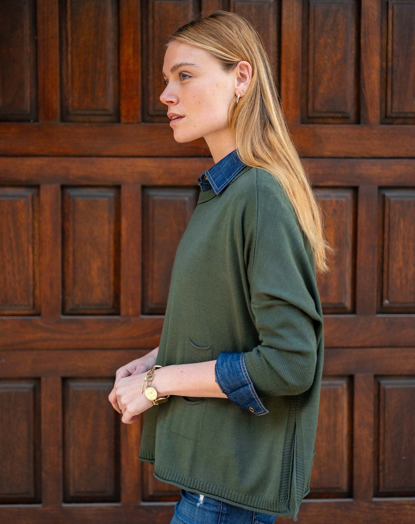 Catalina Crewneck Sweater in Deep Emerald