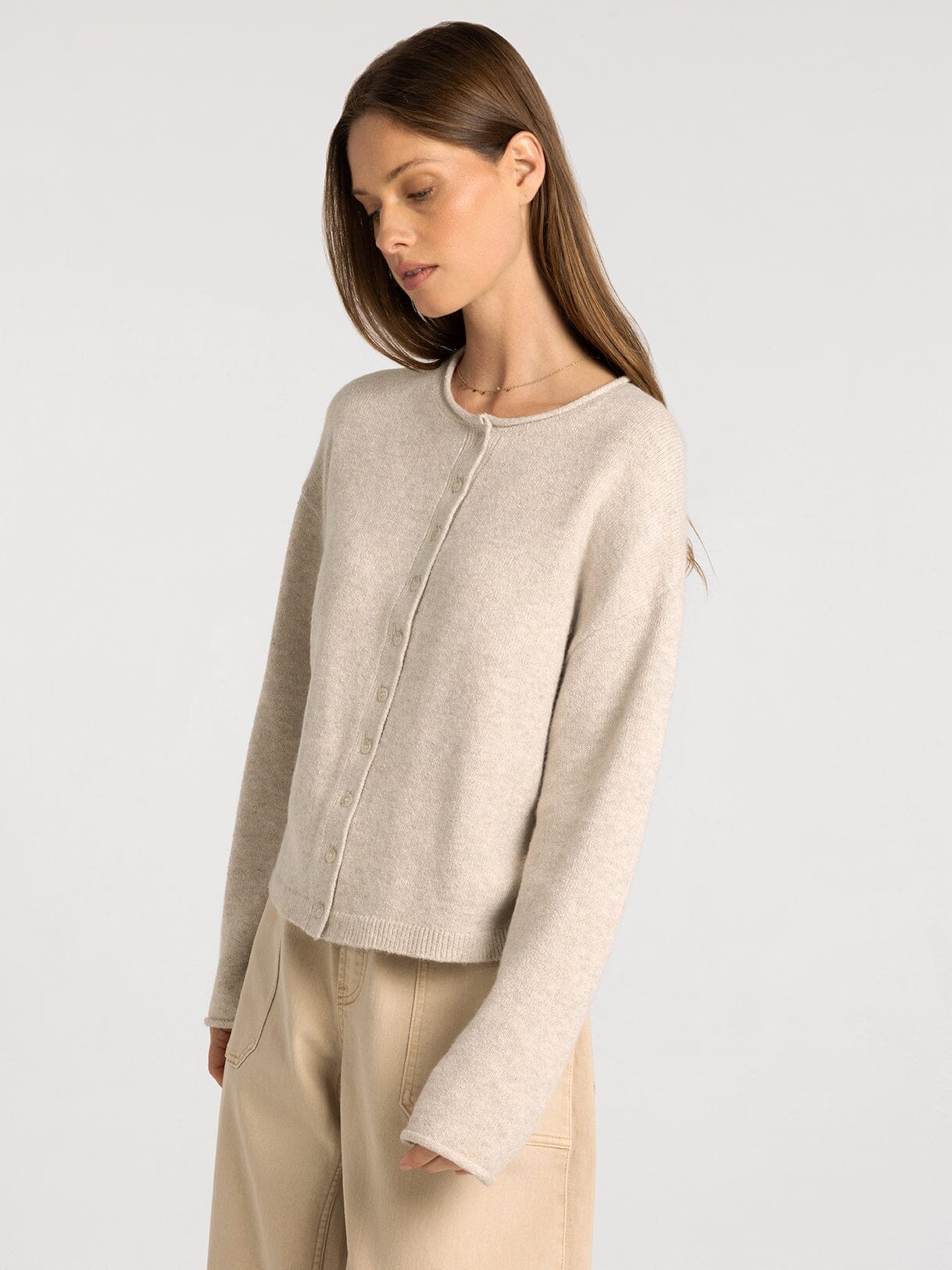 Dover Cardigan in Heather Stone